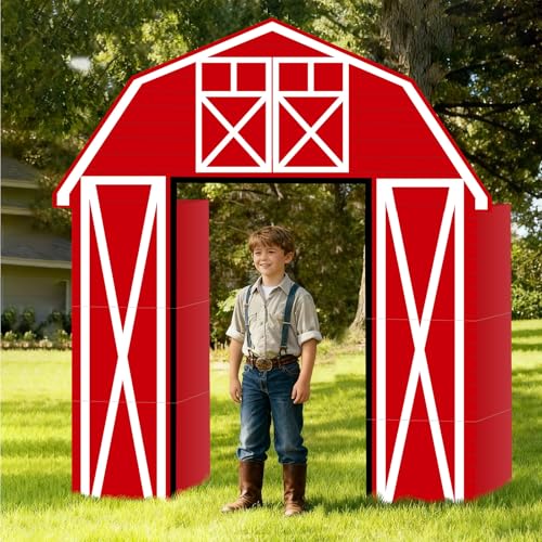 Bucherry 7 Pcs Farm Party Decorations Farm Animal Cardboard Playhouse Large Farmers Market Party Decorations Western Cowboy Barn Yard Farmhouse Country Themed Decor for Baby Shower Birthday Gifts