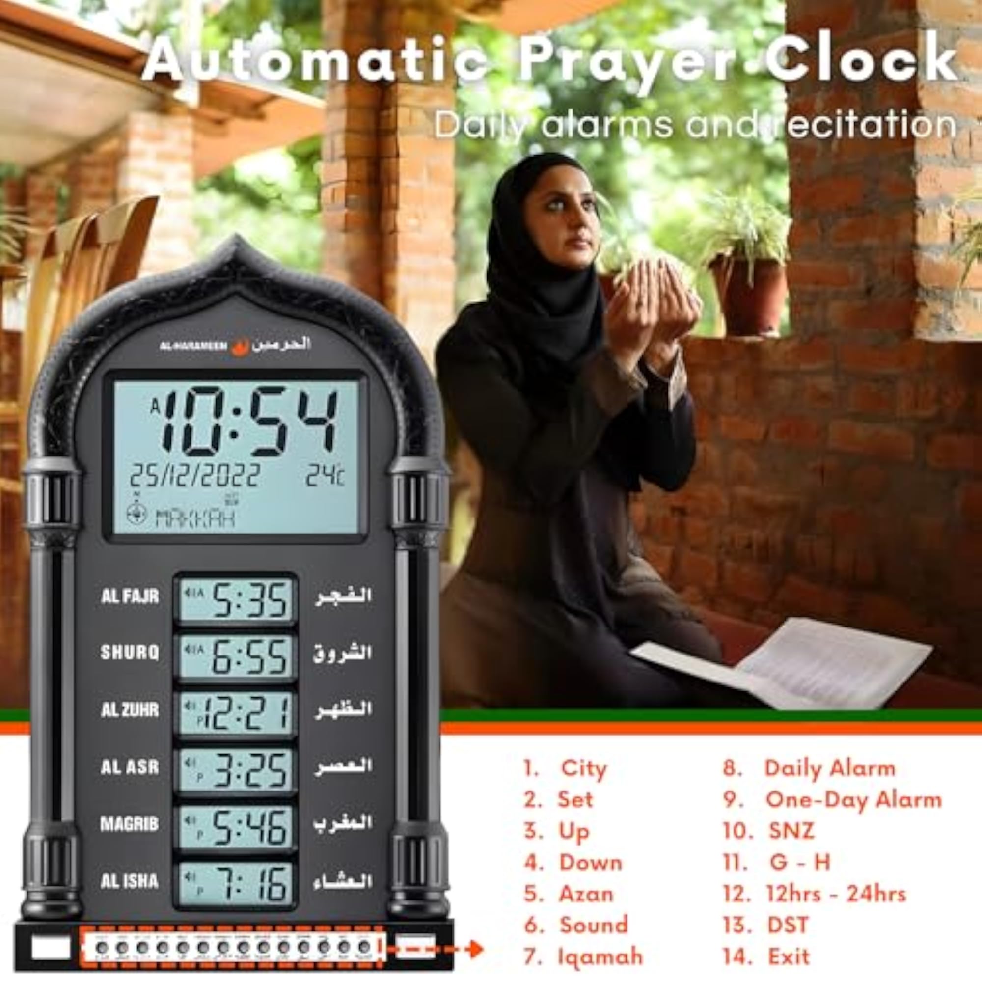 Digital Azan Clock for Home & Masjid, Speaker and Calendar