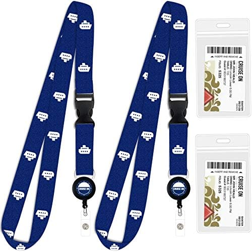 Cruise Lanyard for Ship Cards | 2 Pack Cruise Lanyards with ID Holder, Key Card Retractable Badge & Waterproof Ship Card Holders