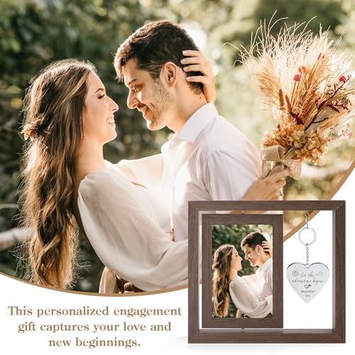 HELORAY Engagement Gifts for Couples Gifts for Newly Engaged Couples Engagement Gift for Women Happy Engagement Party Gift Personalized Picture Frame Let The Adventure Begin Engaged Photo Frame - Image 3