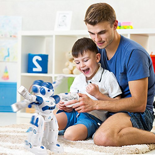MIBOTE Remote Control Robot Toys for Kids, Smart Gesture Control & RC Remote Control Rechargeable Programmable Robot for Boys Girls Toddler, Walking, Singing, Dancing, Blue