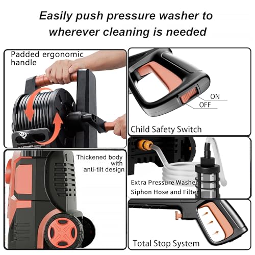 Image of 5000 MAX PSI P*ressure Washer 2026 NEW, Touch Screen 8 Level, 4 N*ozzles and F*OAM C*annon, P*ower Cleaner (Red)