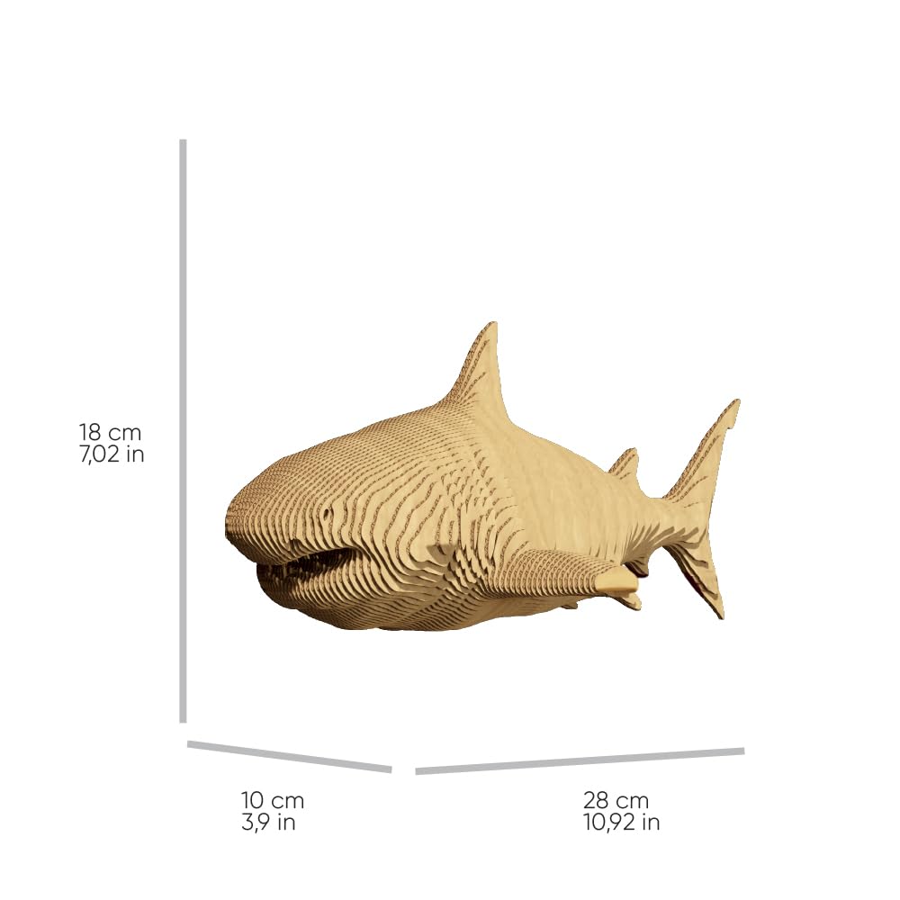 Requin Puzzle 3D en Carton – Maquette à Monter | 85 Pièces, 28 × 18 × 10 cm – Kit Sculpture DIY à Peindre, Matériaux Recyclés, Ados & Adultes, Idée Cadeau Déco