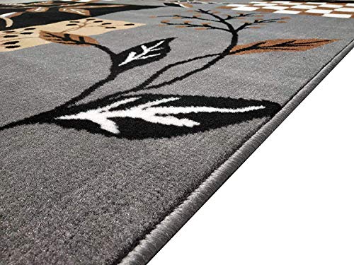Image of GULDASTA Grey Floral Carpet 7x10 Feet for Living Room | Soft Embossed Fluffy Area Rug for Bedroom & Hall