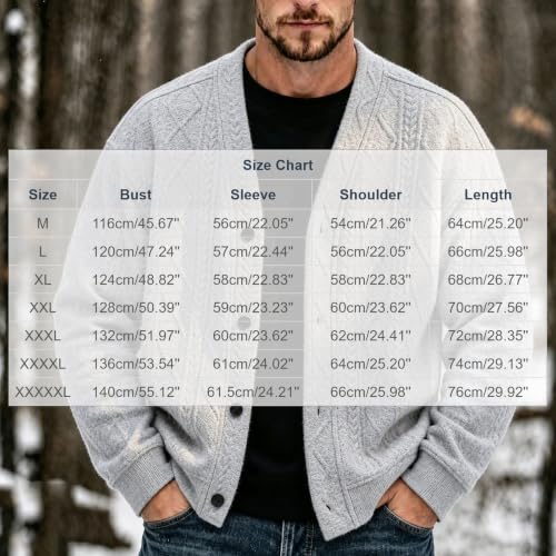 PXQIRMR Knit Sweater Cardigan Men V Neck Button Down Plus Size Cardigan - image 3