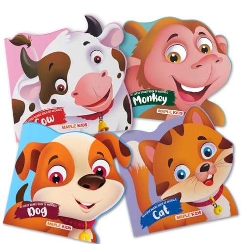 Image of My First Board Book Animals (Set of 5 Books) - Monkey, Cow, Dog, Elephant, Cat - Die-Cut Board Book for Kids - Shaped Board Books - Age 2+