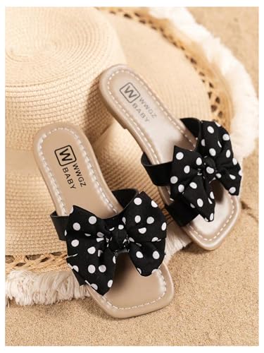 Image of Verdusa Girl's Bows Square Toe Sandals Casual Summer Flat Sandal