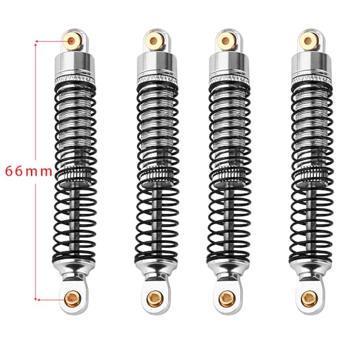 RZXYLRC 66mm Aluminum Front and Rear Shock Absorber Spring Damper For LOSI 1/18 Mini LMT 4X4 Brushed Monster Truck RTR-LOS01026 Redcat Ascent18 Upgrade Parts (silver)