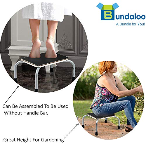 Bundaloo Support Step Stool | Best Foot Stool for Hospital Bed, Kitchen Shelving, Bath Tub | Non-Slip Rubber Handle, Platform, Feet for Extra Safety | for Adults & Kids in Home or Medical Setting - Thumbnail 3