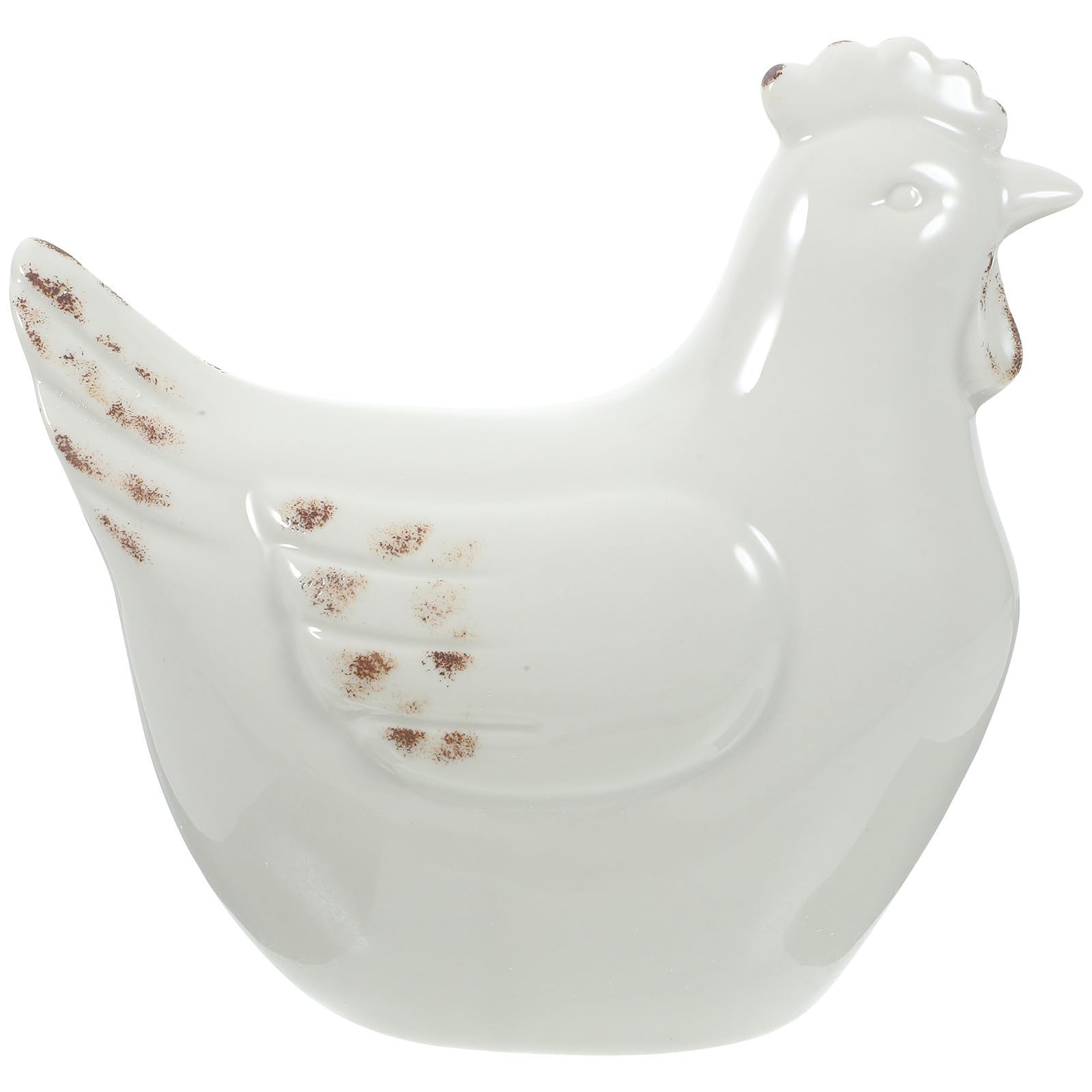 Poule décorative en céramique blanche haut de gamme pour bureau chic et tendance