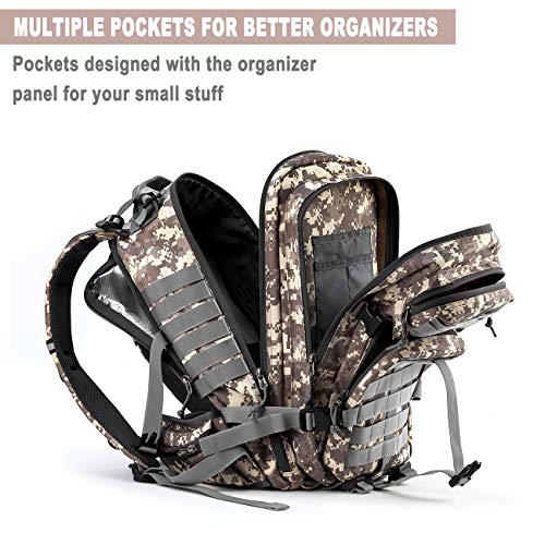 Gelindo Military Tactical Backpack, Hydration Backpack, Army Assault Pack Molle Bag for Outdoor Hiking Camping, 35L - Thumbnail 2