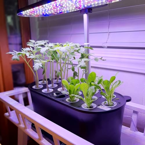 Image of EAGLE PEAK 15 Pods Hydroponics Growing System with WiFi, 5.5 L Water Tank, Smart Indoor Plants Germination Kit with LED Grow Light, Pump System, Adjustable Height for Home Kitchen Gardening, Black