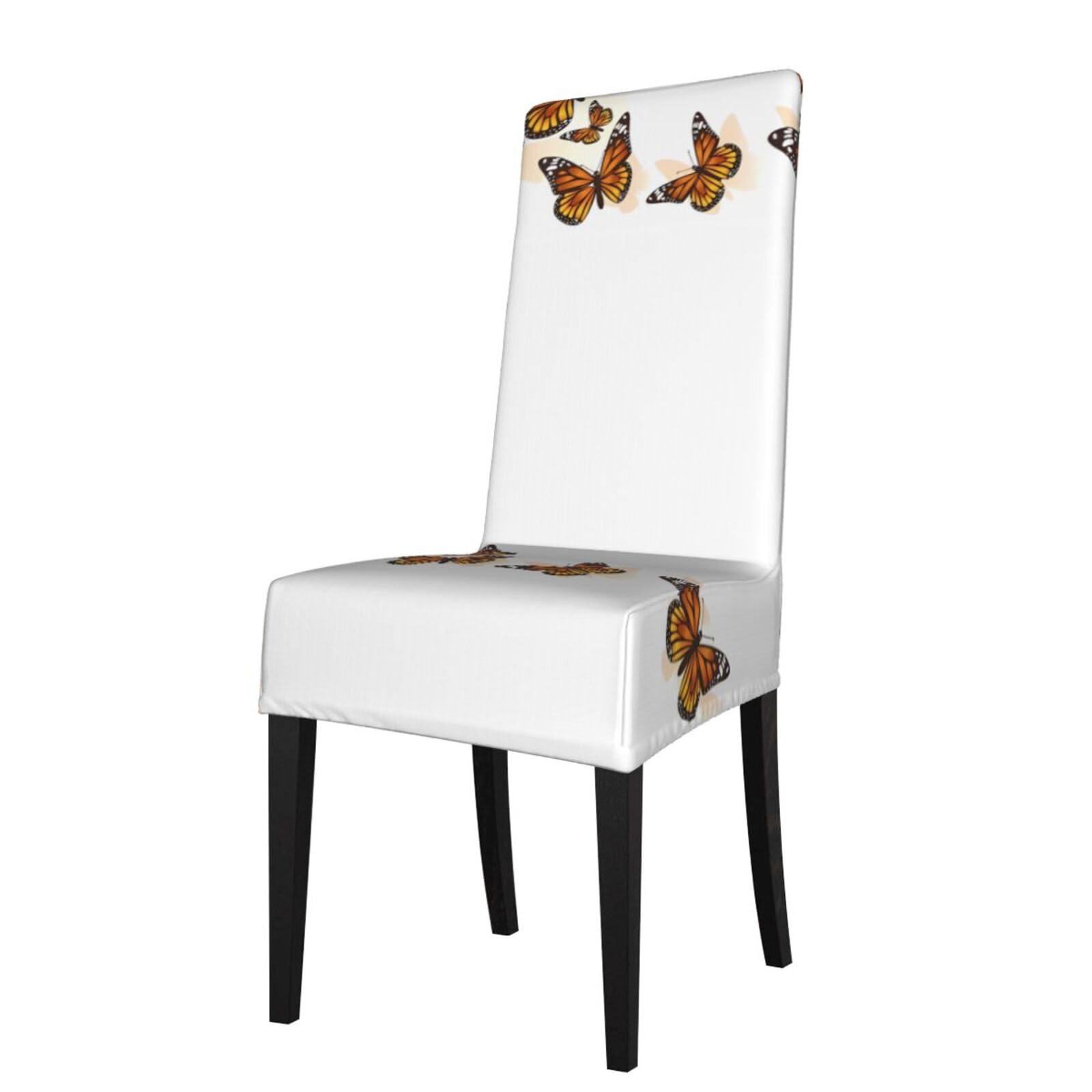 YYHHAOFA Orange Butterfly Prints Protection Cover for Dining Chair - Stretch Slipcovers, Easy Refresh for Your Dining Room & Event Decor