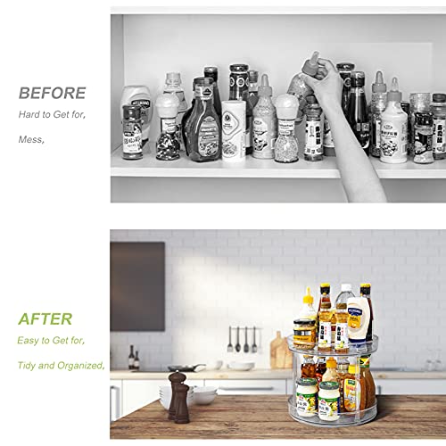 Landmore Lazy Susan Turntable Storage Organizer, Non-Skid 2 Tier Lazy Susan 9.25" Spice Rack, 360 Degree Rotating Acrylic Cabinet Organizer For Kitchen Cosmetic Pantry Bathroom #TOP5