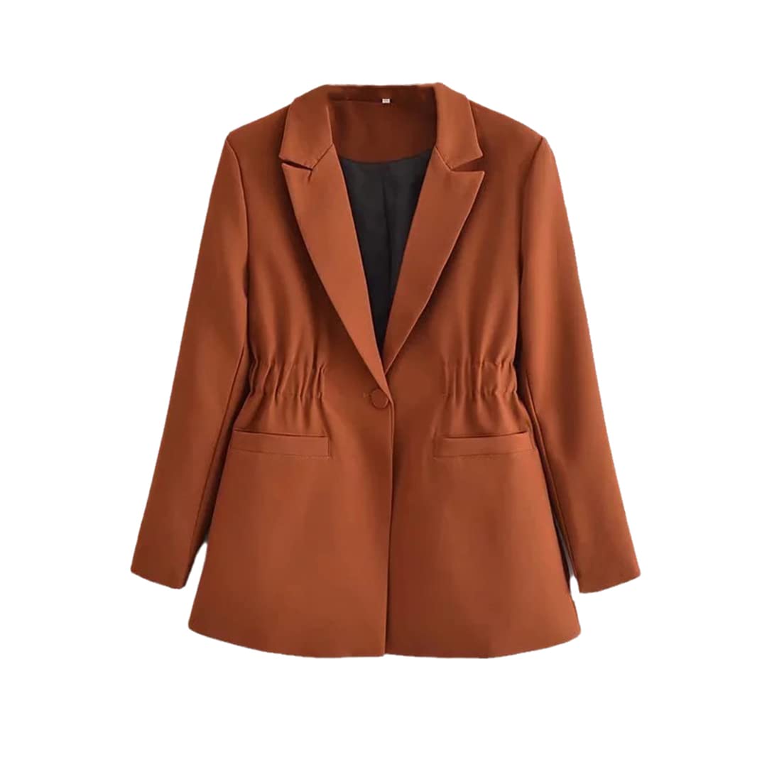 Womens Suit Coat Autumn Casual Long-Sleeved Waist Ladies Office Jacket