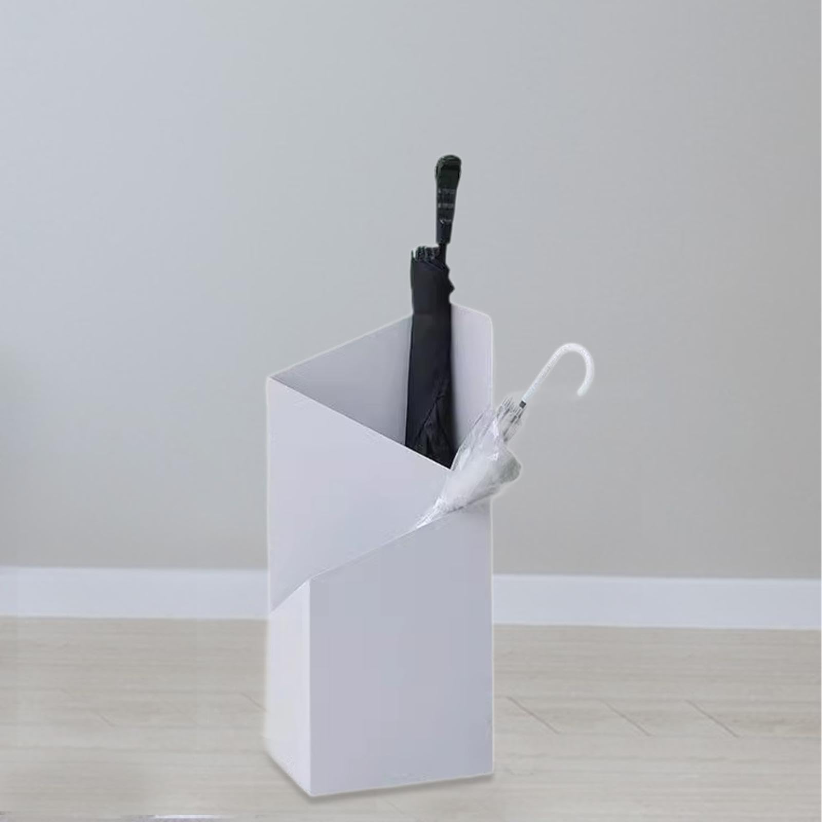 Portaombrelli a Doppio Livello Robusto Design Nordico Organizzatore per Ingresso Ufficio, Bianco