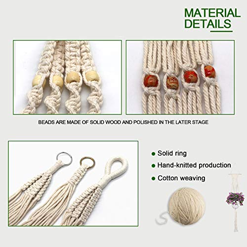Macrame Plant Hanger Indoor Outdoor Hanging Plant Holders Long Large Plant Hangers Handmade Cotton Rope Planters With 5Pcs Ceiling And S Hooks For Small Plants Flowers Pots Boho Home Decor Set Of 5 #TOP2