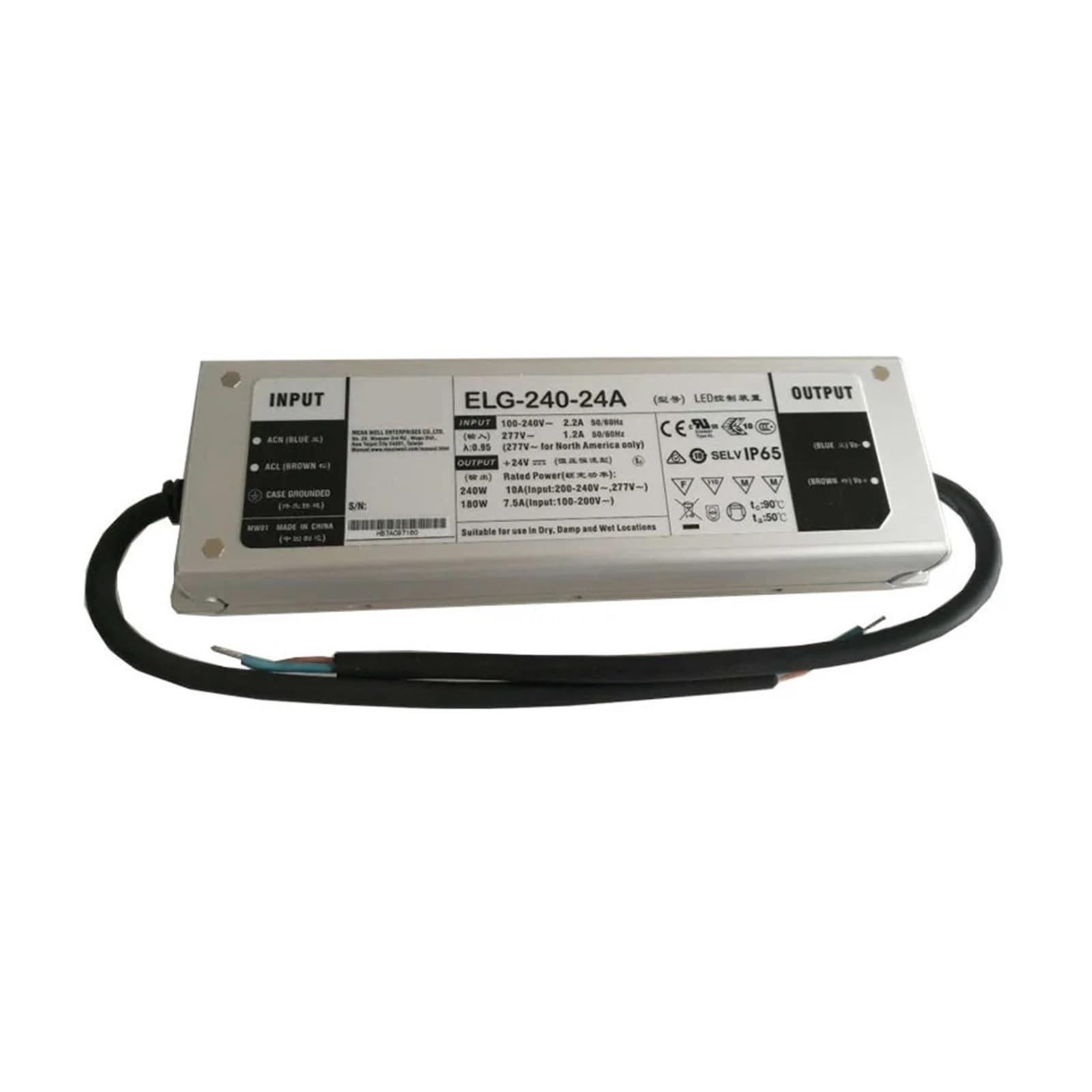 JGNAYRKJQI ELG-240-24A-3Y 240W 24V LED Power Supply 110V/220VAC to 24V DC 10A Waterproof IP65 Adjustable led Driver