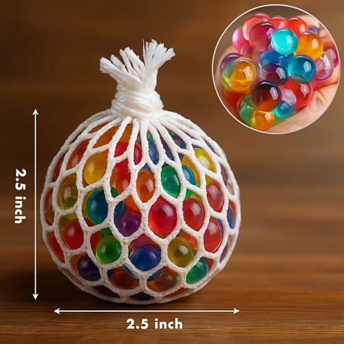 Image of GRAPHENE 2 Pcs Squishy Stress Ball for Kids Squeeze Toy Pressure Relieve Anti-Stress Anti Anxiety Multicolor Magic Slime Mesh Ball Squeeze Grape Balls Return Gifts