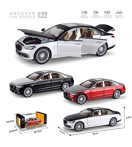Image of DEOXY 1:24 Scale Mercdes Maybech Top Diecast Car Model, Alloy Pull Back Toy Car with Sound and Light Toy for Boys and Girls Kids (Multicolor)