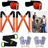 Zeeorymn Lifting Straps for Movers 3pcs,Anti-Slip Moving Strap with Ratchet Syste for Heavy Objects,Goods,Furniture,Single or Multi-Person Carrying Strap Supports Up to 1300 Lbs & Bonus 2 Pair Gloves