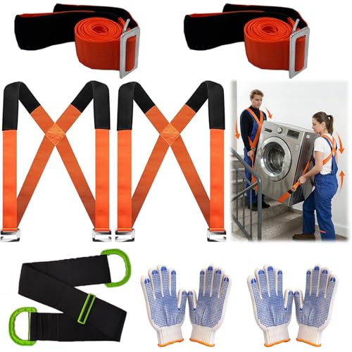 Zeeorymn Lifting Straps for Movers 3pcs Anti-Slip Moving Strap with Ratchet Syste for Heavy Objects Goods Furniture Single or Multi-Person Carrying Strap Supports Up to 1300 Lbs & Bonus 2 Pair Gloves