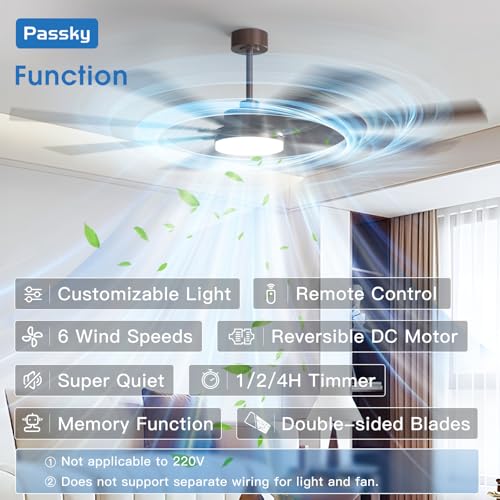 Image of 72 Inch Ceiling Fans with Lights, Large Modern Ceiling Fan with Light and Remote Control, Reversible, 3CCT, Dimmable, Quiet, Brown Ceiling Fan for Bedroom Living Room Patio Farmhouse, Indoor /Outdoor