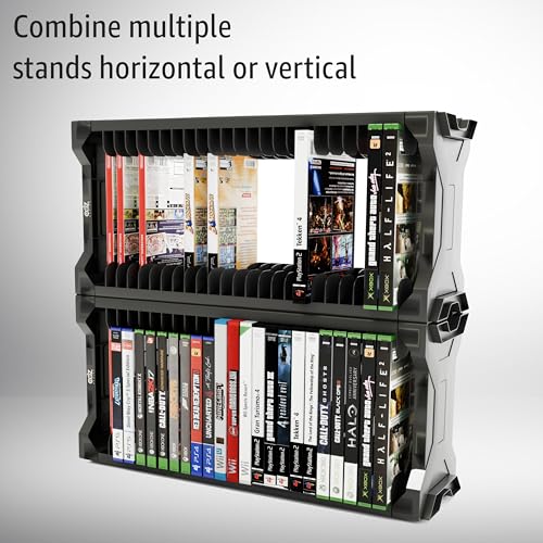 ADZ Universal Game Holder – 23 Game Storage Tower Rack for PS2 PS3 PS4 PS5 PSP Xbox 360 Xbox One Series X Wii Switch Games DVD and Blu-Ray Disks. Includes 2 Controller Mounts (Black) - Image 6