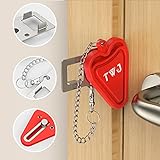 Security Portable Door Lock Latch, TWJ Upgrade 2 Holes Removable Door Latch Lock for Travel Safety and Personal Protection - No Drill Manual Lock Door Jammer Home Hotel Room Devices for Add Security