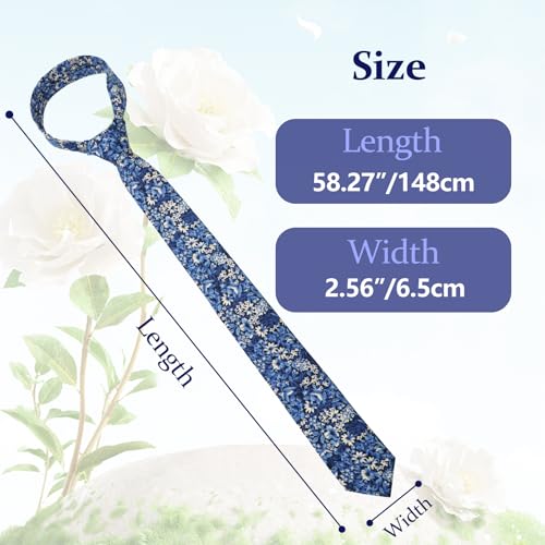 Image of Floral Ties Skinny Tie for Men, Cotton Mens Neckties for Weddings | 2.56'', floral, slim, soft and comfortable, men's neckties for casual, business, party, daily, dating
