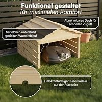 STEELSØN Nembus Mähroboter Garage Natur – Rasenroboter Garage Holz – Rasenmäher Haus mit abnehmbarem Dach – für gängige Rasenmähroboter – Rasenmäher Unterstand mit UV-Schutz – Überdachung Mähroboter – Ansicht 4