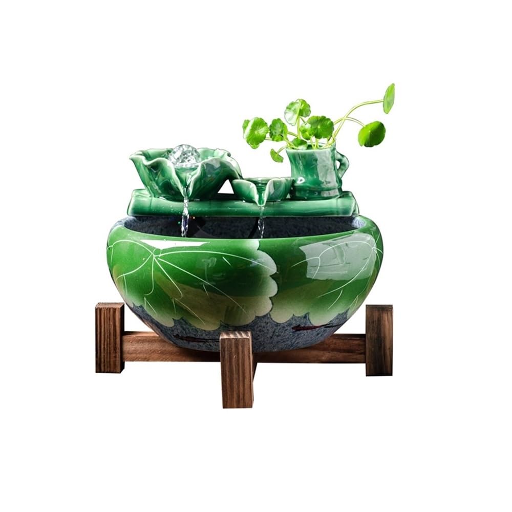 ZTHYSHOZ Tabletop Fountain Waterfall Feng Shui Ornament Ceramic Desktop Fish Tank Tabletop Fountain Water Feature Office Decor(Small)