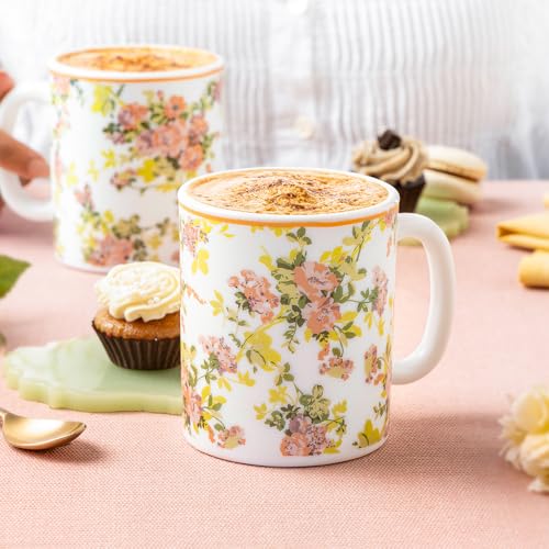 Image of Larah by BOROSIL 320ml x 2pc Opalware Amora Tea /Coffee Mug Set, Microwave & Dishwasher Safe Embossed Design Crockery Ideal for Daily Use & Gifting