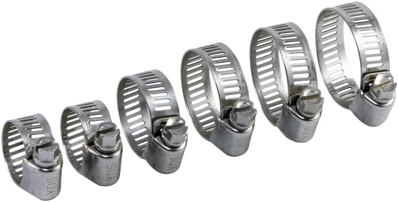 YDS 80 Pieces All 300 Grade Stainless Steel Mini Hose Clamps Assortment Kit, SAE Size: 2 (1/2"), 4 (5/8"), 5 (3/4"), 6 (7/8"), 8 (1"), 10 (1-1/16")