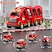 KIZONLY Fire Truck Toys for Toddler 1-3 3-5, 5-in-1 Fire Car Carrier Vehicle Set for Girls 1 2 3 4 5 6 Years Old, Transport Car with Light Sound, Birthdays Gifts for Kids Girls Aged 3-9