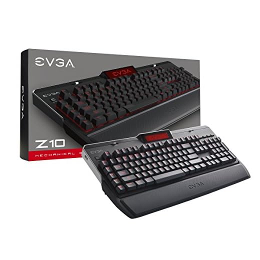 EVGA Z10 Gaming Keyboard, Red Backlit LED, Mechanical Blue Switches, Onboard LCD Display, Macro Gaming Keys, 802-ZT-E101-KR