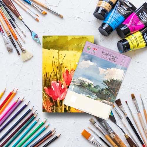 Image of Anupam Professional Watercolour Paper | A2 (60X42CM) 300 GSM Cold Pressed Paper | 5 Sheets | Ideal for Artist, Professional Drawing, Painting Dry & Wet, Fine Art, School, Students, Watercolor