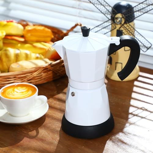 Image of 6 Cup Electric Espresso Coffee Maker 300ml Aluminum,White