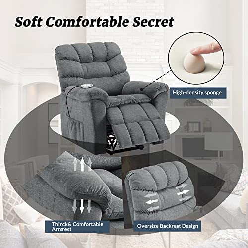 Qkff Power Lift Chair With Massage And Heat For Elderly, Remote Control Electric Lift Recliners Chairs, Ergonomic Seat, 2 Large Side Pockets For Living Room (Light Grey) #TOP2