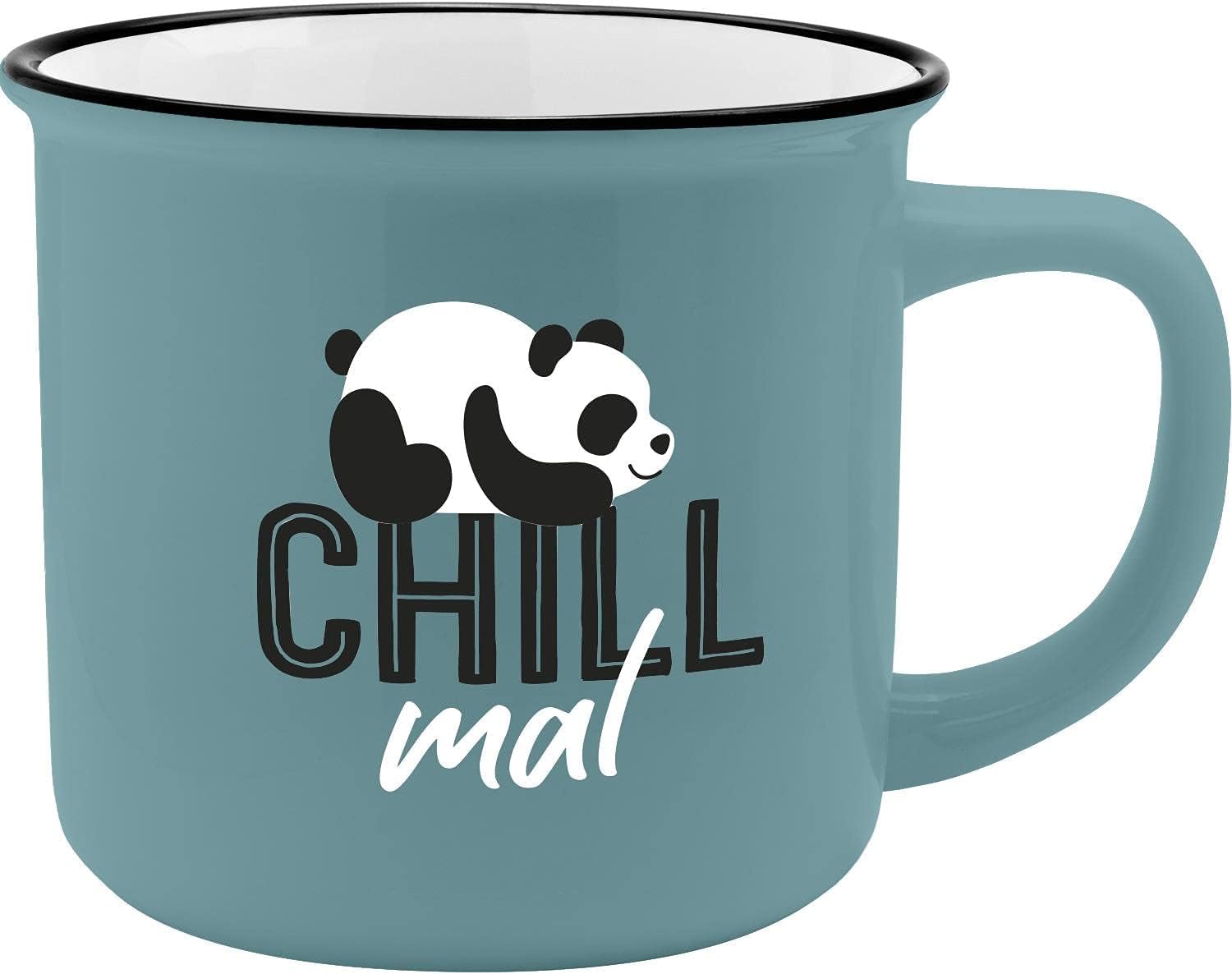 GRUSS & CO Mug Motif Chill mal | Bone China Porcelain, Enamel Look, 35 cl | Funny Gift | 47516