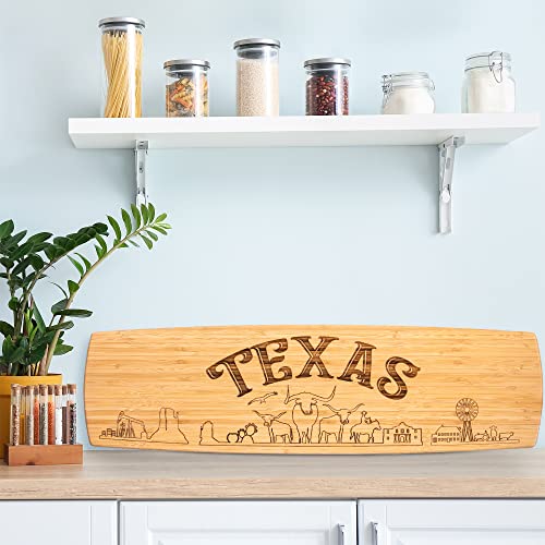 Totally Bamboo Texas Tabla Extra Grande para Charcutería y Queso con Diseño Grabado, 30" x 8.5" miniatura 3