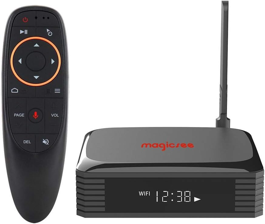 8K Ultra HD Smart Media Player with Voice Remoet Control,Magicsee N5 Plus Android TV Box Amlogic S905X3 4GB Ram 64GB ROM Quad Core 2.4Ghz 5G Dual WiFi Ethernet USB HDMI Support SSD Hard Drive