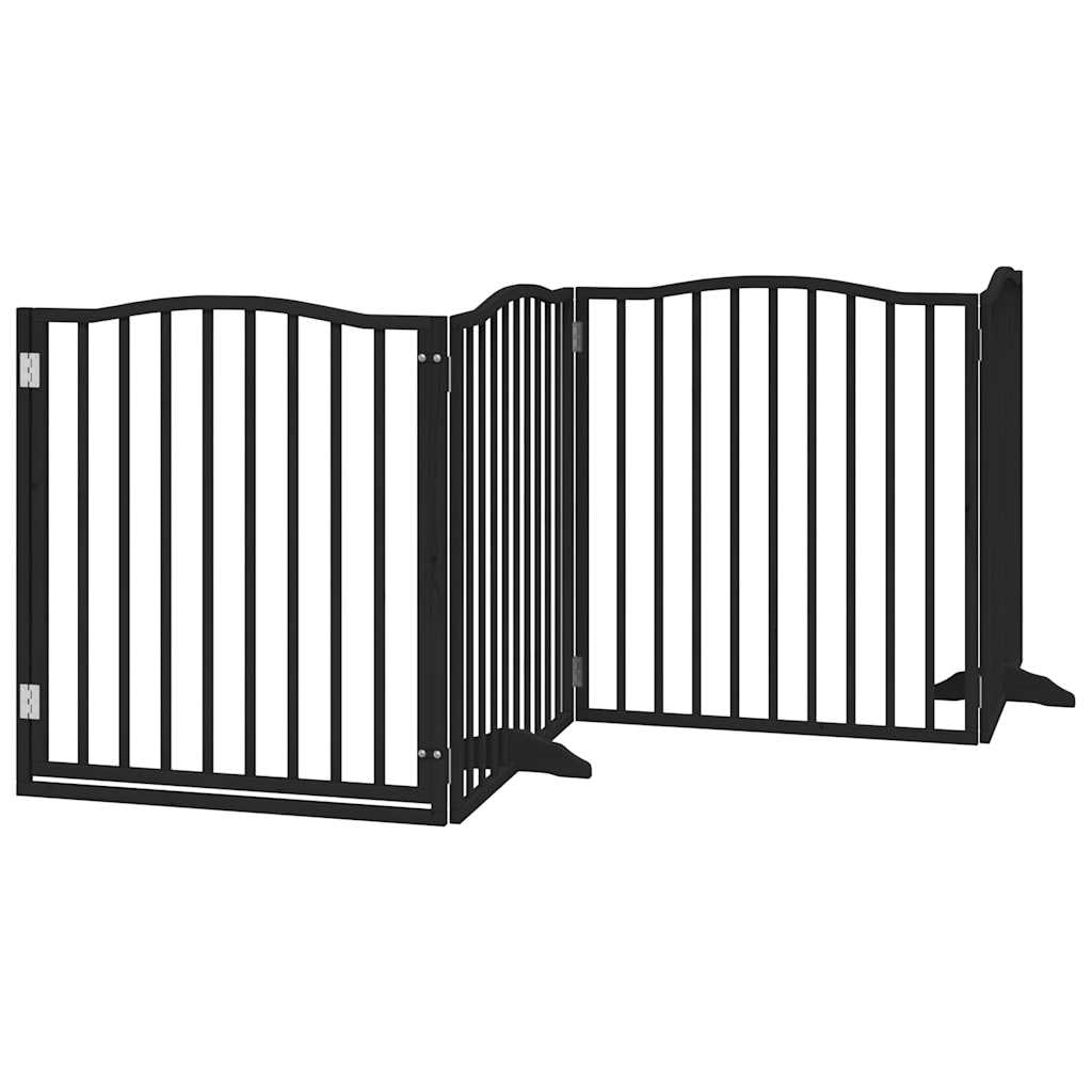 Homgoday Barrera para Perros,Barrera de Seguridad para Perros Mascotas,para Escaleras y Puertas Puerta de Perros Plegable 8 Paneles Madera álamo Negra 640 cm