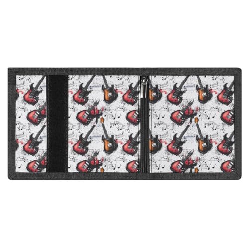 Guitar Music Vintage Trifold Wallet Slim Credit Card Holder Minimalist Front Pocket Money Clip for Women Men4