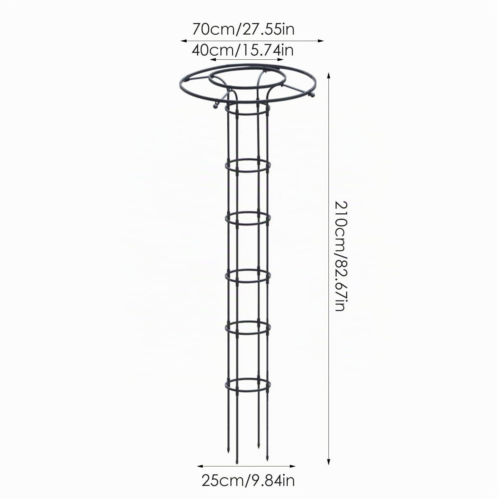 Rankhilfe Schirmform aus Metall für Kletterpflanzen, Stabiler Garten Obelisk für Rosen Clematis & Efeu, Vertikales Rankgitter Turm Wetterfest, Blumensäule für Outdoor Garten & Terrasse, Schwarz