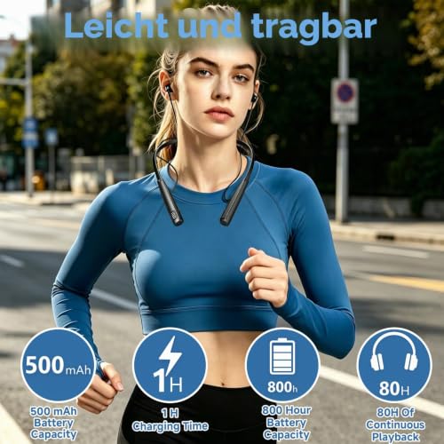 Nackenbügel Kopfhörer 5.4 Bluetooth mit Mikrofon/IPX6 Wasserdicht/80 Std