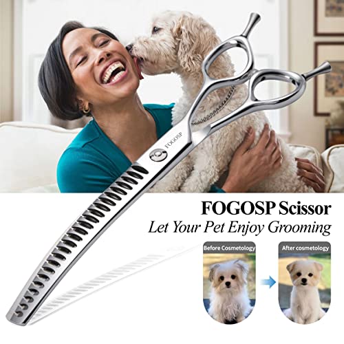 Fogosp Curved Chunkers Shears Dog Grooming Scissors 7.0 In Professional Downward Thinning Shears For Dogs Cat Pet Japan 440C Stainless Steel Sharp And Durable(7.0 In, Chunker) #TOP1