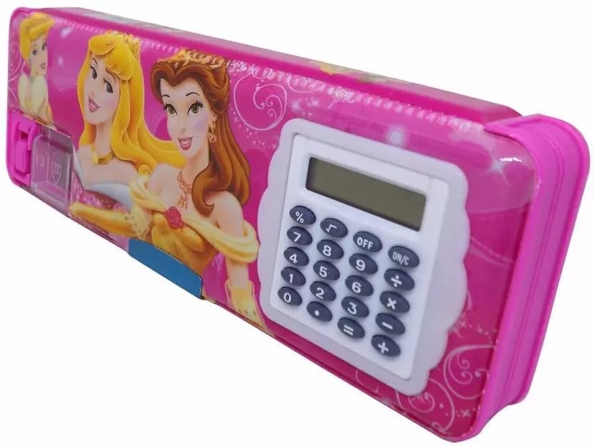 Magnetic Geometry Pencil Box with Calculator and Dual Sharpener for Girls & Kids for School, Big Size Cartoon Printed Pencil Case (Princess Pink) (B0CDS2CW4V) Amazon Price History, Amazon Price Tracker