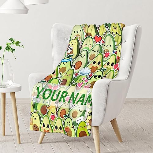 Blanket for Girls - 60"x80" Personalized Cute Avocado Throw Gifts - Colorful Soft Fuzzy Blankets for Bed, Couch & Living Room