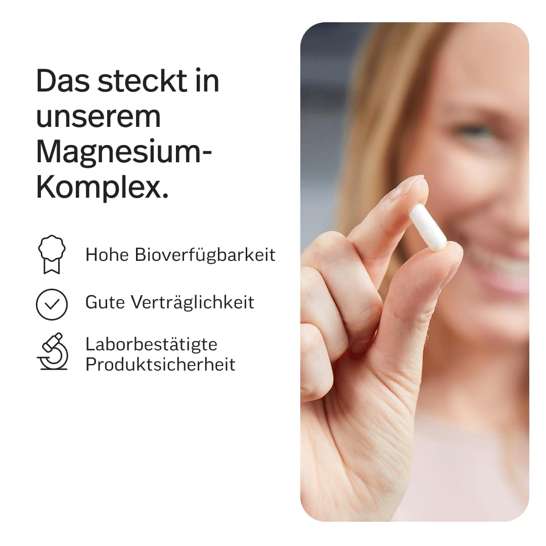 edubily® Magnesium Komplex Kapseln - Magnesiummischung aus Magnesiumbisglycinat, Magnesiummalat und Magnesiumcitrat - Ohne Magnesiumstearat - (250 Kapseln - Neue Rezeptur)